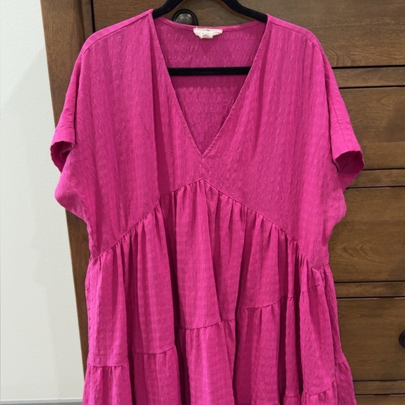 Chic Soul Magenta V-Neck Dress - Picture 1 of 2